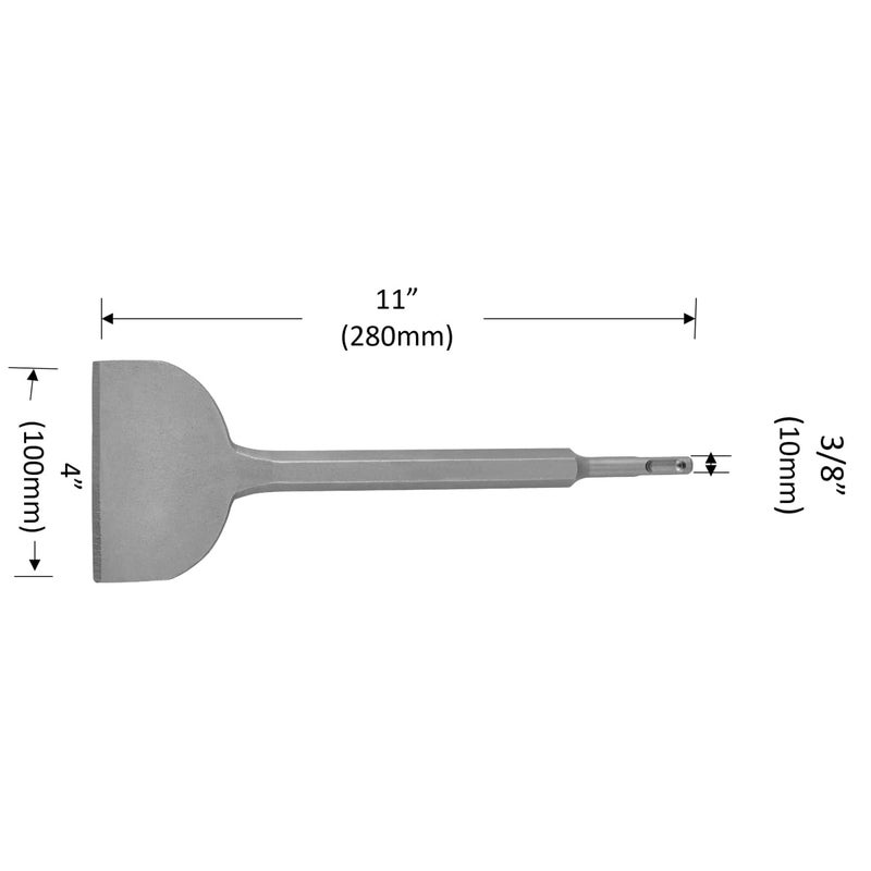 SPKLINE 4 Inch Wide Tile & Thinset Scaling Chisel SDS-Plus Shank 4" x 11" Thinset Scraper Wall and Floor Scraper Works with All Brands of SDS-Plus Rotary Hammers and Demolition Hammers - Image 2